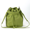 Dual Neutral Matte Textured Mini Bucket Pouch With Front Snap Flap Pocket And Dual Detachable Grip Fixtures